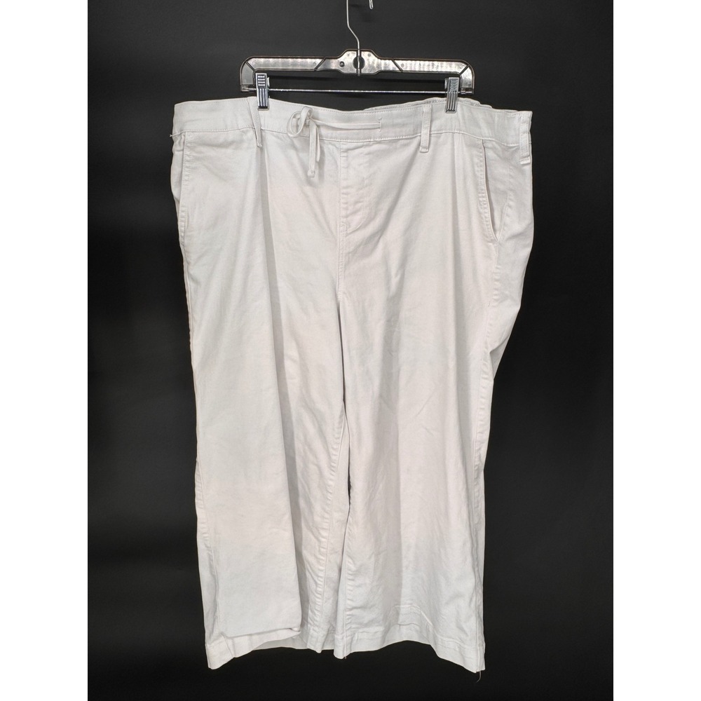 Torrid Weekend Wide Leg Crop Women 4 White EUC Drawstring Super Soft Stretch